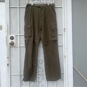 Suisse men L cargo pants convertible zip waist 39” has belt  -L 34”